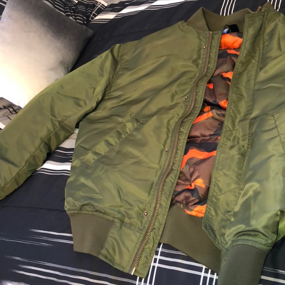 Olive Green Bomber Jacket - Picture 2 of 8